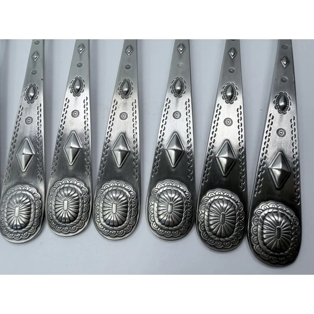 Wallace TAOS Stainless Southwest Motif Satin 8 Salad Forks 18/0 China Flatware